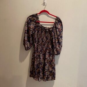 Angie Pink and Blue Puff Sleeve Mini Sundress